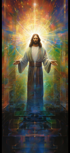 Gospel disciple in iridescence opalescence VHS illuminated visions