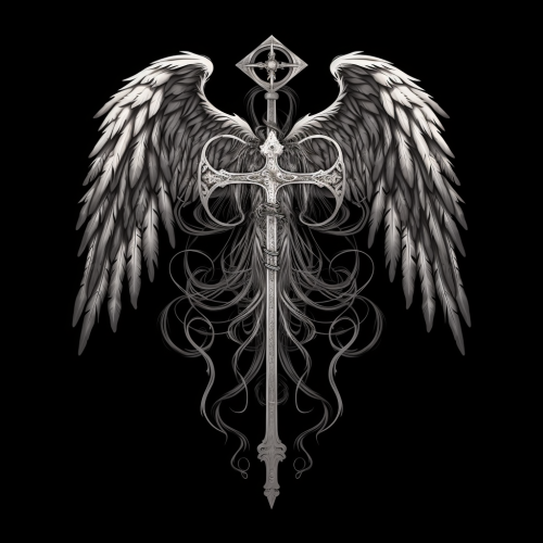 Gothic cross with angel wings