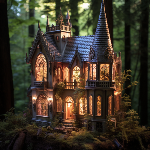 Gothic dollhouse in forest