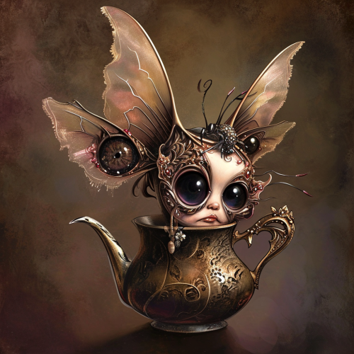 A mesmerizing gothic fairy in a teapot A mesmerizing gothic fairy in a teapot