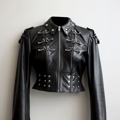 Cropped leather jacket with gothic cross