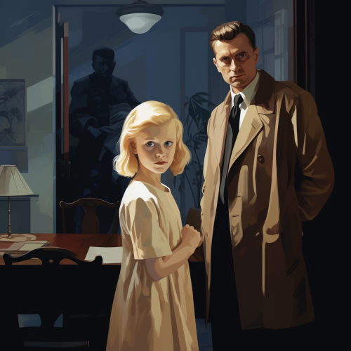 Blonde Woman Doctor and Little Girl in Dark Room