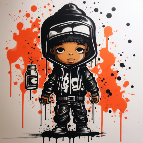 Black marker graffiti character on paper