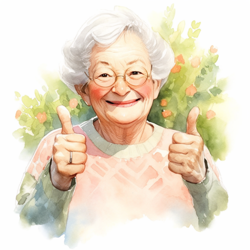 Smiling grandmother giving thumbs up Smiling grandmother giving thumbs up