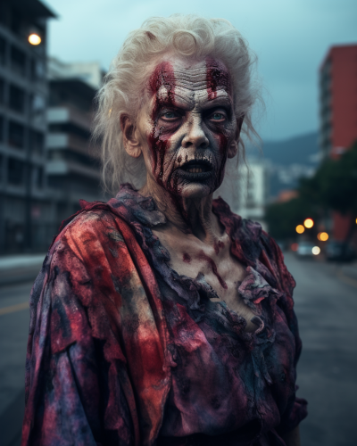 Granny Zombie Walking on the Street