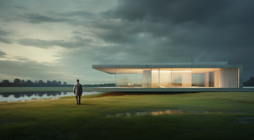 Serene house by grass field