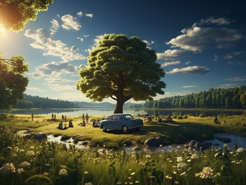 People enjoying a picnic in a grassy field