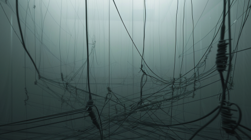 Dark Hanging Gray Metal Wires