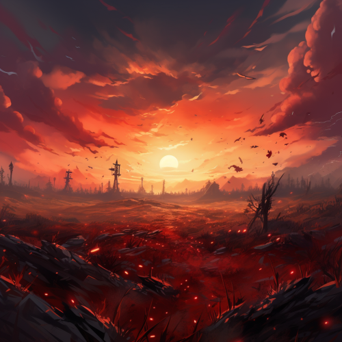Stunning Red Sky Battlefield Artwork