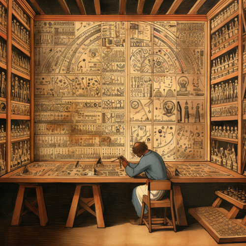 Ancient Greco-Egyptian Astrologer drawing geometric charts