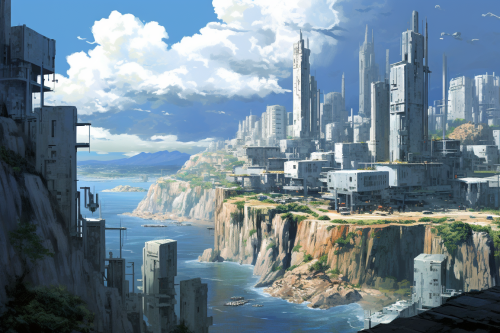 Futuristic Greek Skyscraper City in Urban Landscape