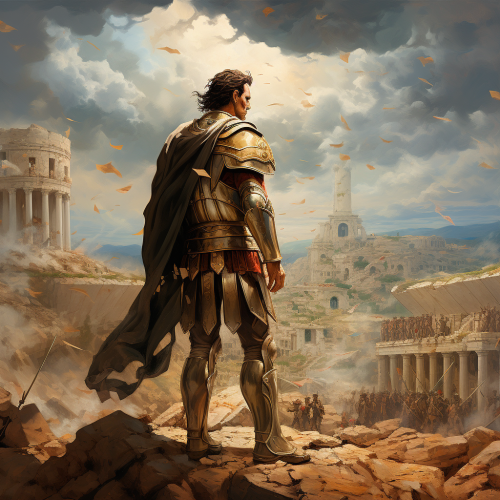 Alexander the Great and his generals amidst Greek ruins