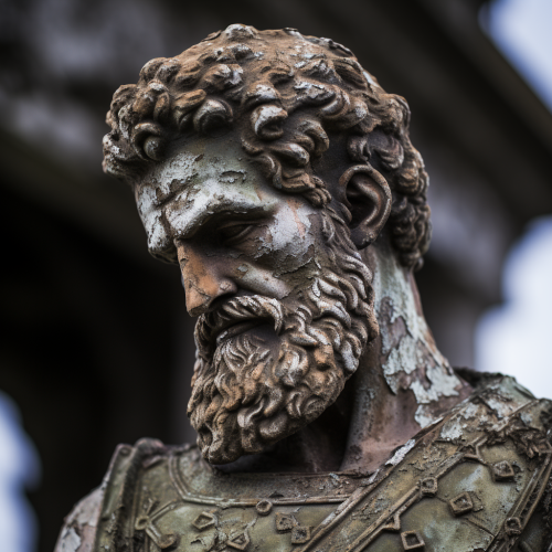 Greek statue, weathered and worn