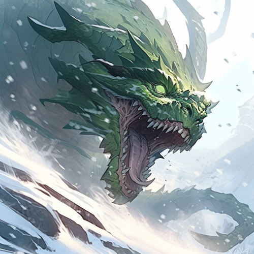 Green dragon charging with open mouth Green dragon charging with open mouth