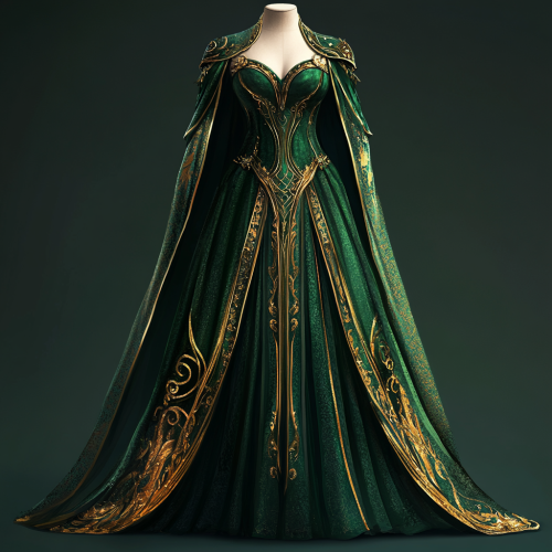 Green Gold Dress Mannequin Art