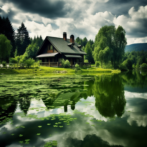 Beautiful green house amidst nature