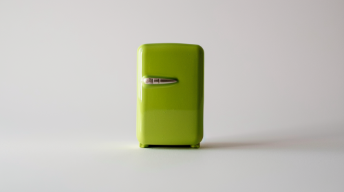 Green refrigerator squeaky toy on white background