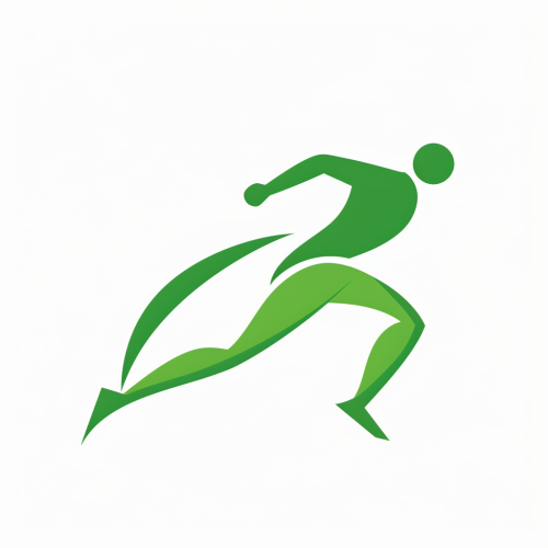 minimal green running man logo