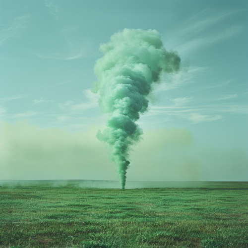 Green smoke signal on grass