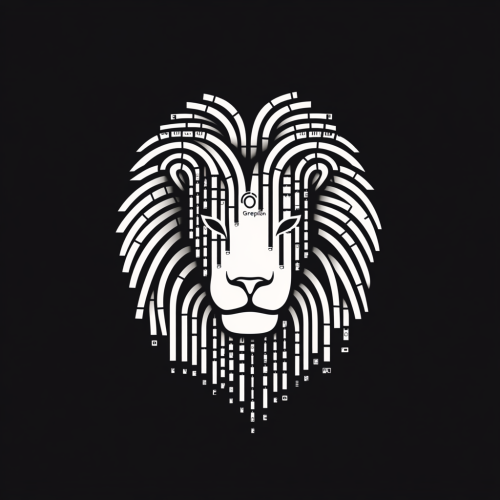 Stylized lion head with code mane