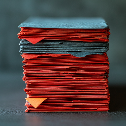 Grey Files with Red Post-it Notes