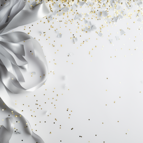Vibrant grey and silver confetti ribbons