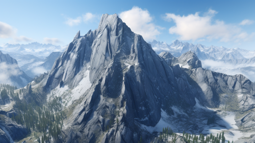 Grid battle map with snow-covered mountain peak
