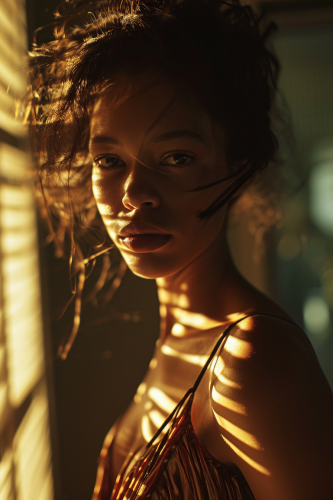 Beautiful motion blur portrait of dark dressed female