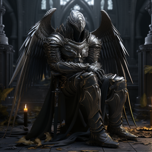 Grim Angel Knight Guard resting with sword