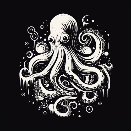Black and white octopus jazz illustration Black and white octopus jazz illustration