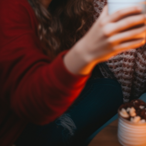 Girls at Sleepover Taking Selfie with Coffees