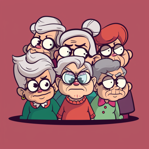 Group of Grandmas Cartoon Style