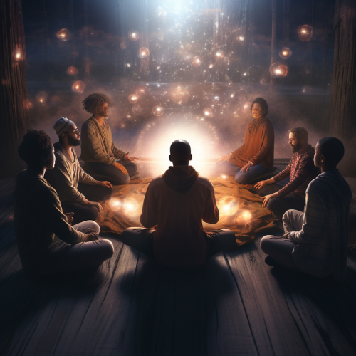 Group meditation session with guidance