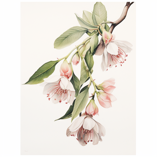 Beautiful dreamy gumnut blossom on white background
