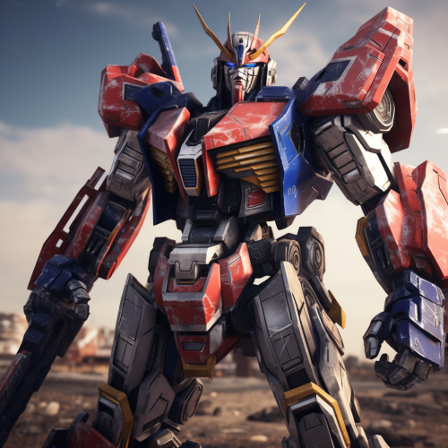 Spectacular Gundam vs. Optimus Prime battle