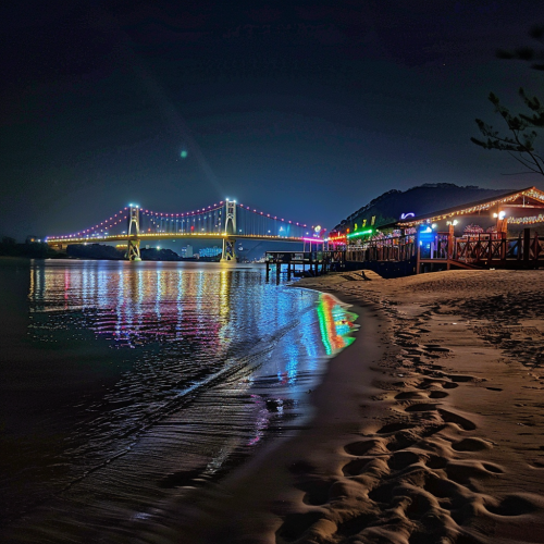 Beautiful Gwangalli Beach Night Scene