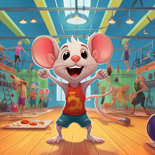 Rat doing headstand in gym