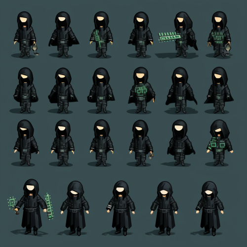 8bit hacker character sprite sheet