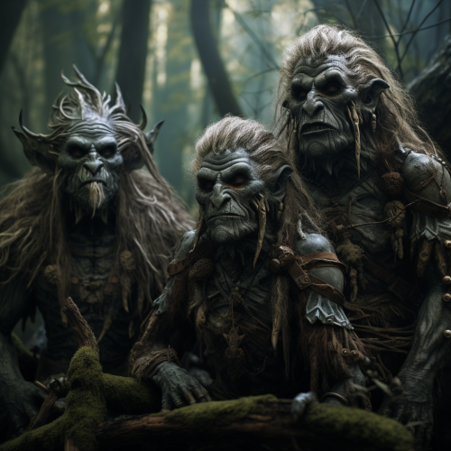Three Hairy Trolls in Forest