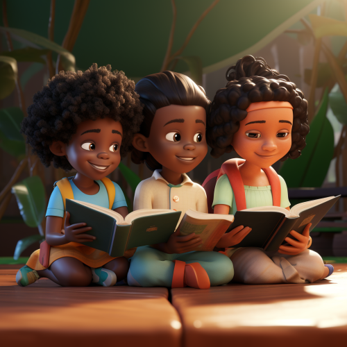 Haitian school kids reading books