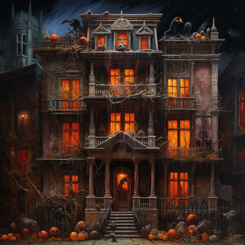 Spooky Halloween building facade painting Spooky Halloween building facade painting