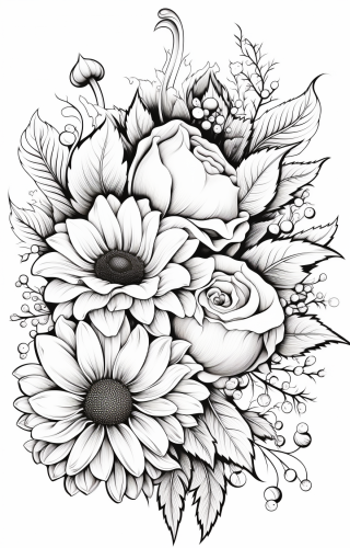Halloween flower arrangement coloring page