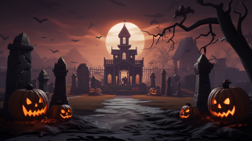 Halloween Fortnite Lobby with Pumpkins and Graves
