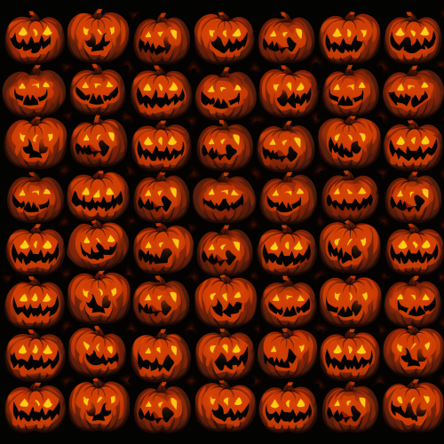 Pixel art of a Halloween pumpkin