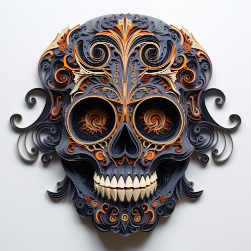 Spooky Halloween Skull Paper Quilling Art
