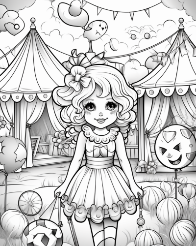 Cute Halloween Carnival Coloring Image