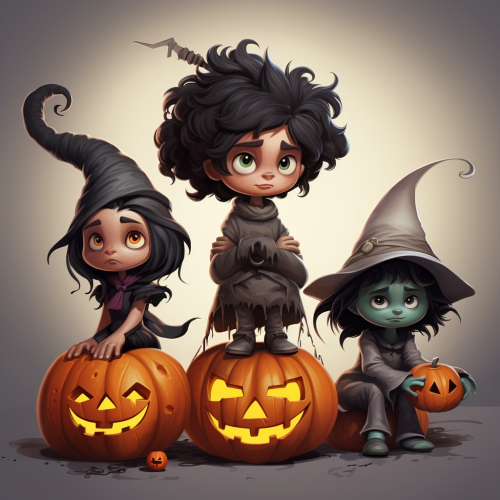 Halloween characters in book illustration