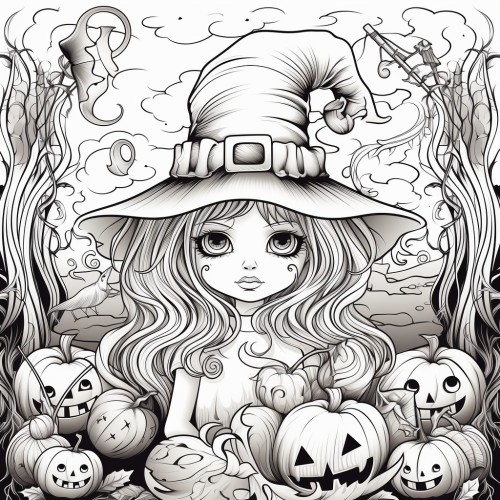Coloring book pages for children on Halloween