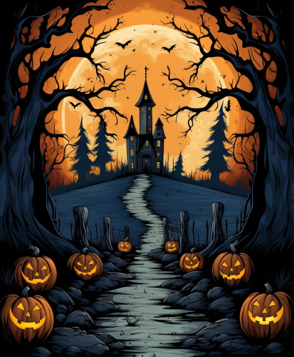 Halloween poster in Tim Burton style