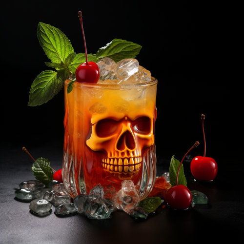 Vibrant Halloween Zombie Cocktail in Skull Glass